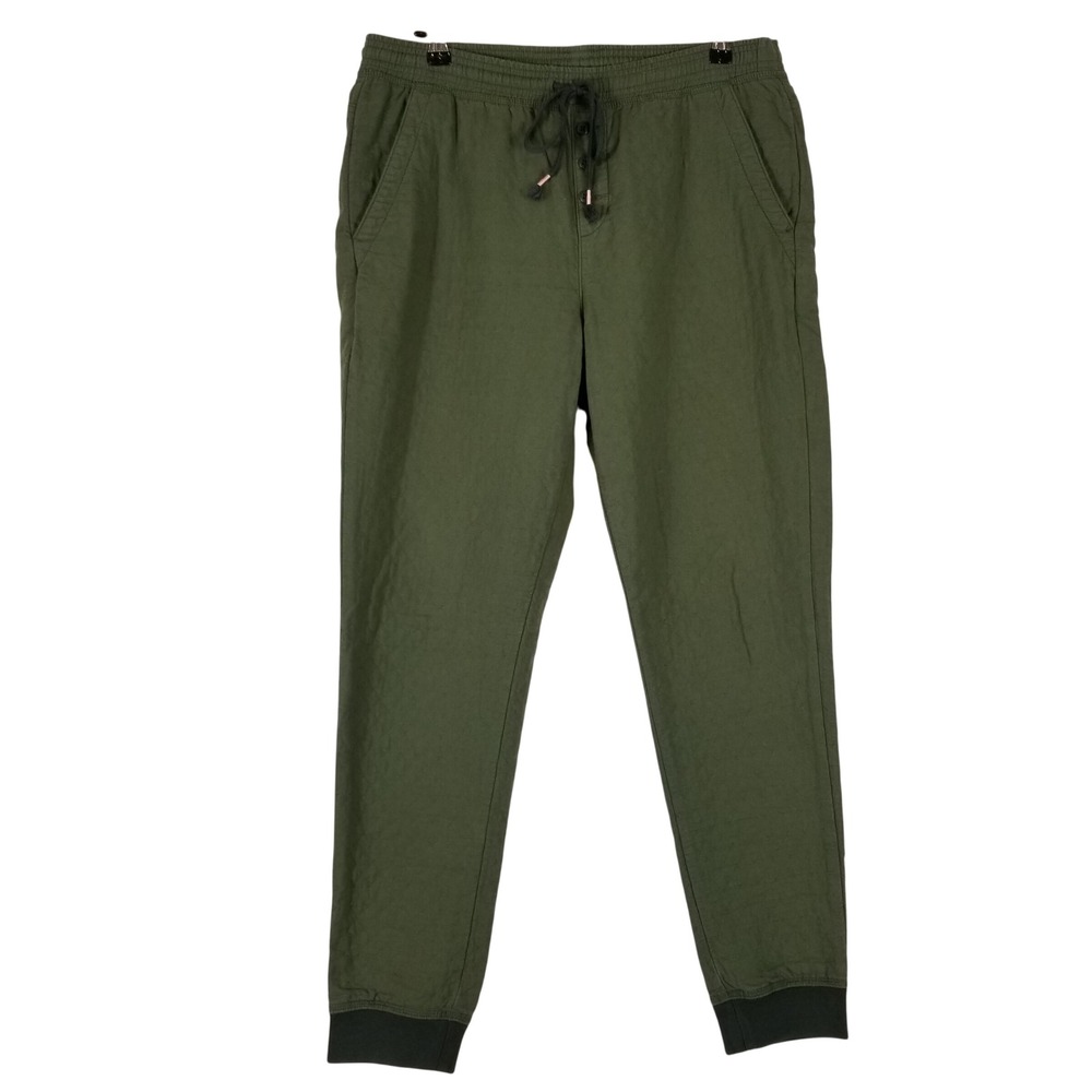 REI Co-op‎ Jogger Pants Mens Medium Olive Green Quilted Cotton Drawstring 266s